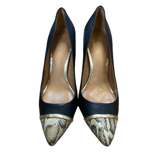 Coach • NACIE Snake Toe Leather Stilettos - Picture 2 of 12